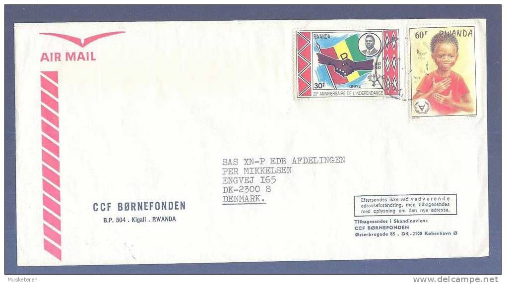 Rwanda Airmail BØRNEFONDEN Children Aid Kigali 1982 Cover To København Denmark - Sonstige & Ohne Zuordnung