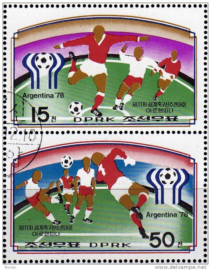 Fussball WM Argentinien 1978 Korea 1676/9, 4xZD, KB Plus 4-Block O 27€ Spieler Beim Match Bloc Sheet From Coree - Corée Du Nord