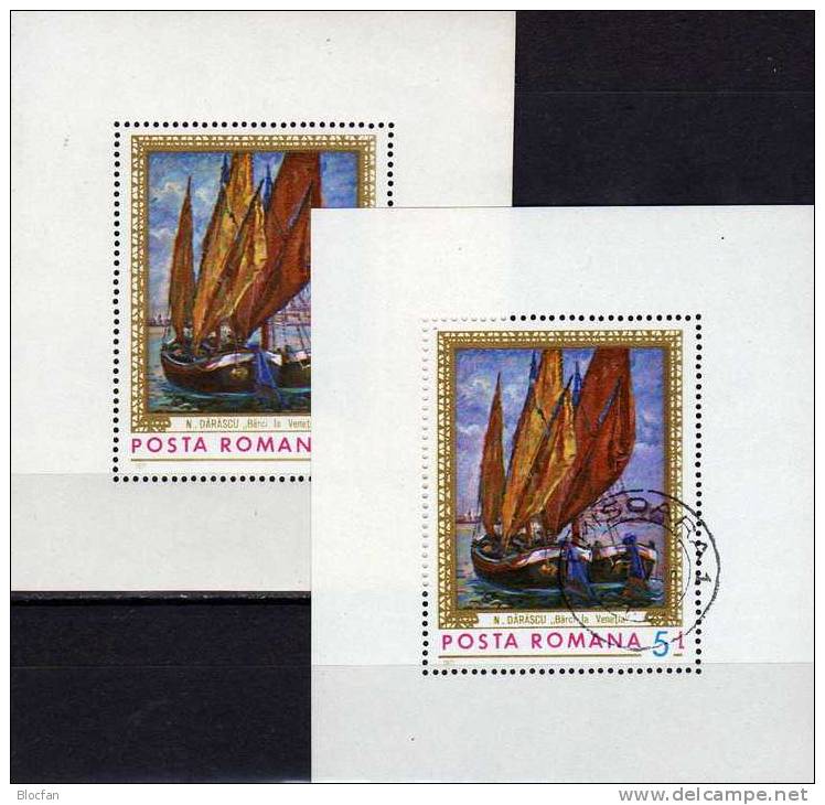 Gemälde Barken In Venedig 1971 Rumänien Block 90 ** Plus O 12€ Maler N. Darasku Bf Art Bloc Painting Sheet Of Romania - Collections