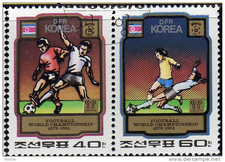 Fussball WM Spanien 1982 Korea 2033/6, 5xZD Plus Block 78 O 40€ Spiel-Szenen Bloc Sheet From Coree - Corée (...-1945)