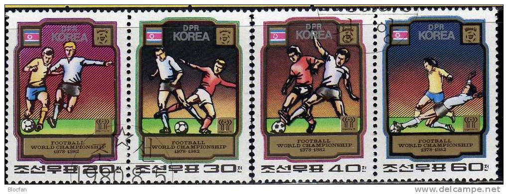 Fussball WM Spanien 1982 Korea 2033/6, 5xZD Plus Block 78 O 40€ Spiel-Szenen Bloc Sheet From Coree - Corea (...-1945)