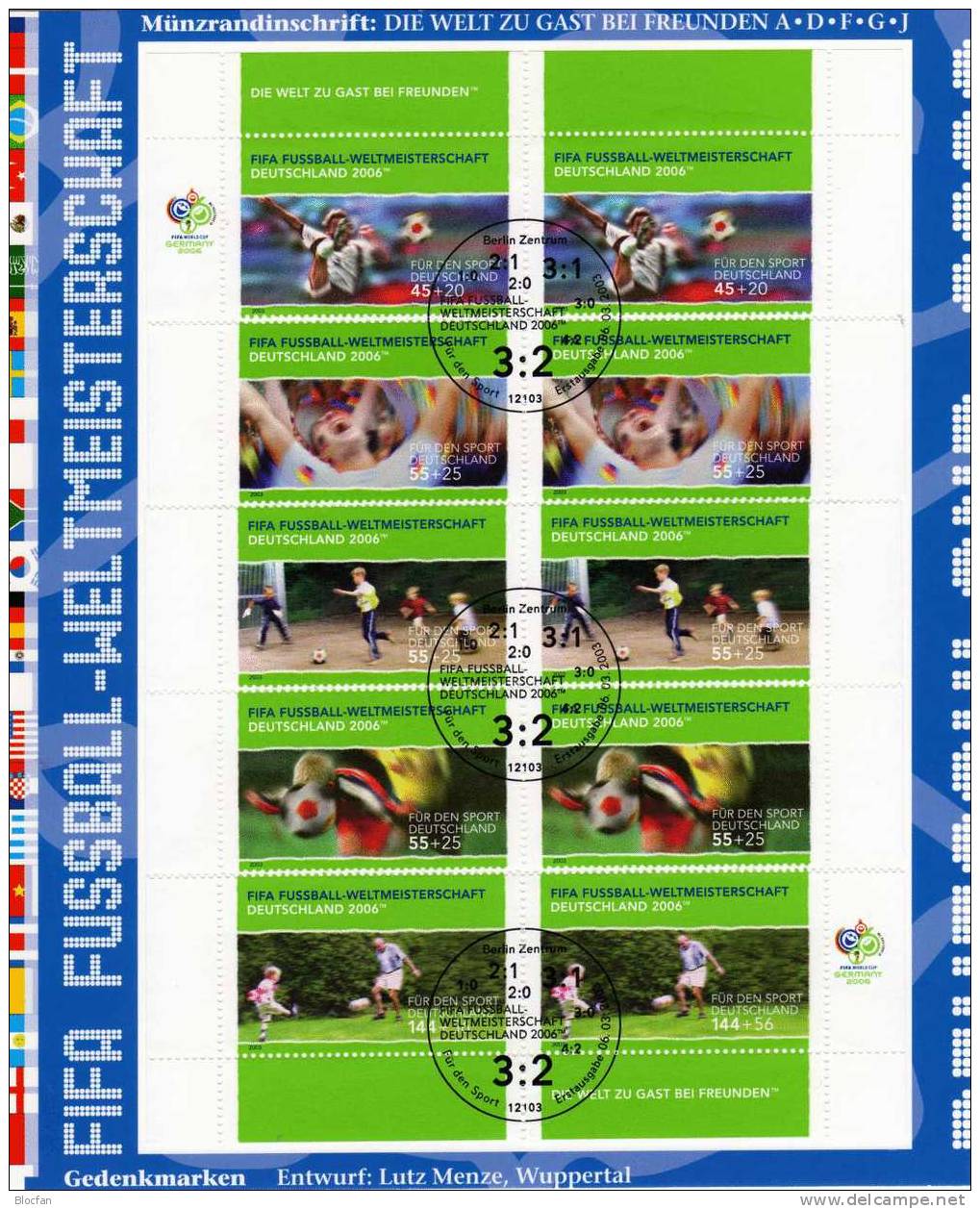 Fußball-WM 2006 1.Ausgabe BRD 2324/8 In 5 Paare SST 22€ Nationaltrikot Tor-Jubel Spieler Soccer Document Bf Germany - 2006 – Germany