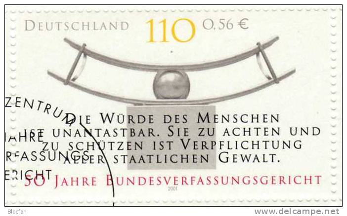 Verfassungs - Gericht Karlsruhe 2001 BRD 2214 Im 10 - Kleinbogen SST 11€ Bundesverfassungsgericht Sheetlet From Germany - Autres & Non Classés