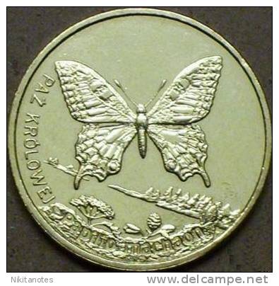 Poland 2 Zlote 2001 Swallowtail Butterfly, Y#414, BU - Polonia