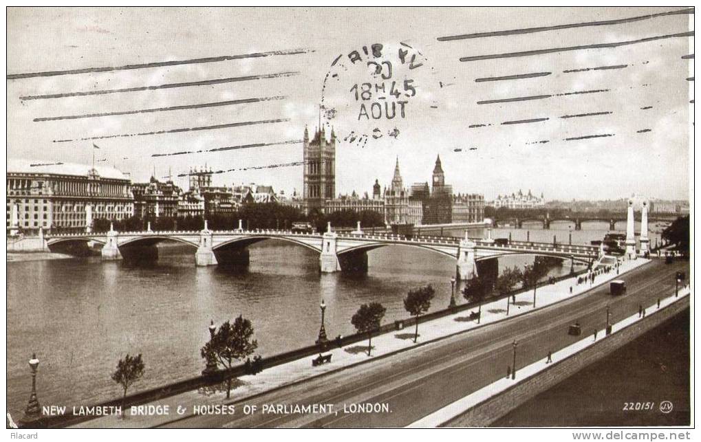 11439    Regno  Unito  London  New Lambeth Bridge &  Houses Of Parliament  VG  1945 - Houses Of Parliament