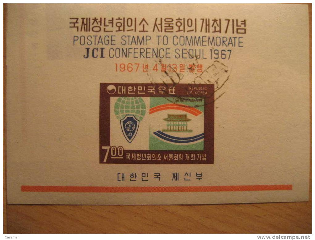 SOUTH KOREA COREE DU SUD 1967 Yvert Bloc Feuillet 131 Jeunes Chambres De Commerce JCI Cancel Block Sheet - Corée Du Sud