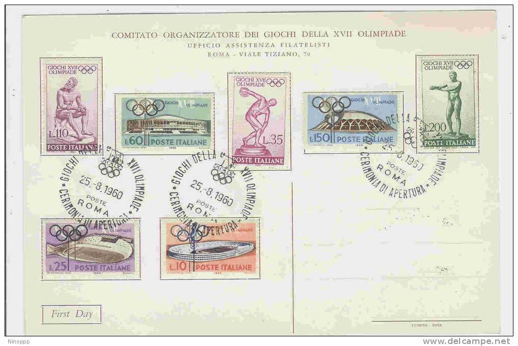 Italy-1960 Rome Olympic Games Opening Ceremony Souvenir Card - Summer 1960: Rome