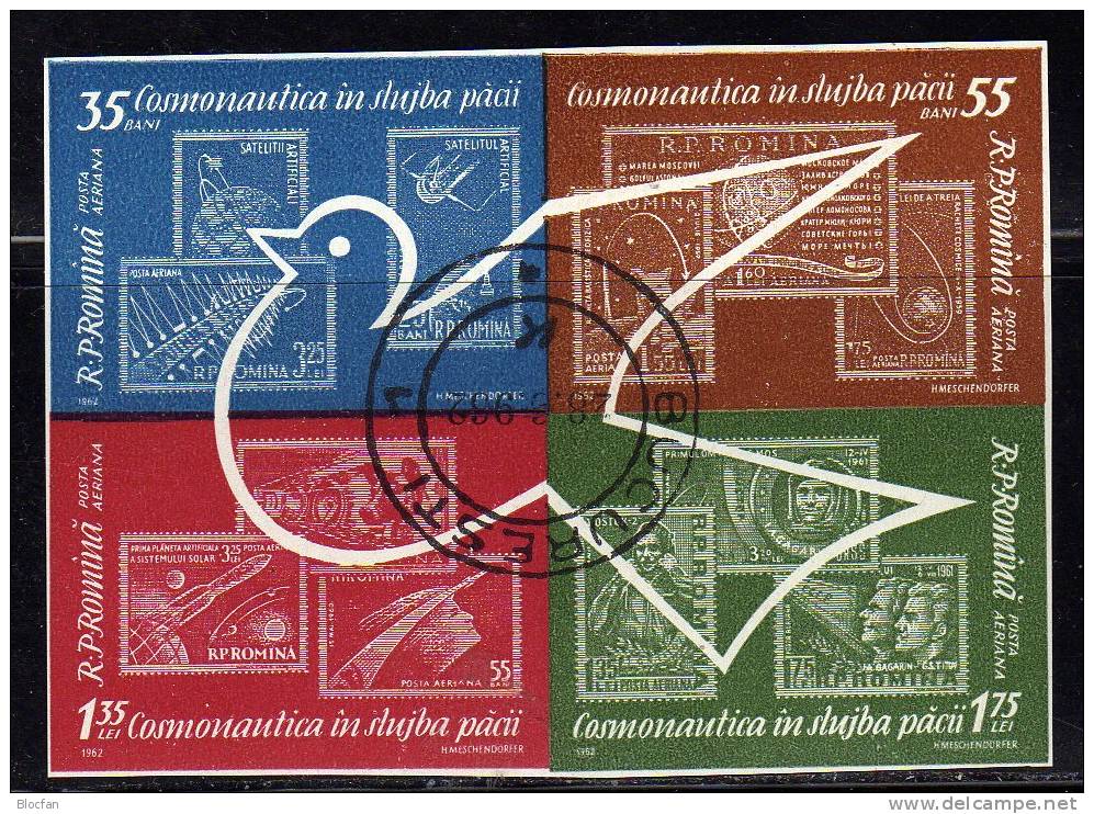 Space 1962 Rumänien 2086/9,2090/3,4 ZD,4-Block+Bl.53 O 10€ Stamps On Stamp Hoja Blocs Sheets Se-tenants Bf Romania - Gebraucht