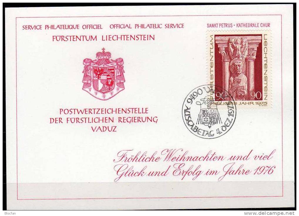 Weihnacht/Neujahr-Karte 1976-1980 Liechtenstein 5 Karten O 48€ Christmas Kirche Maria Fenster Stickerei New Year Card FL - Sammlungen (im Alben)