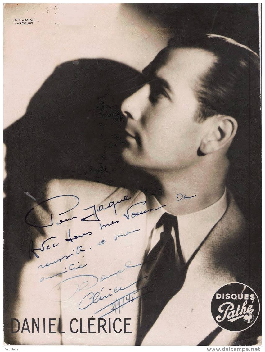 DANIEL CLERICE  CARTE STUDIO HARCOURT DEDICACEE A JACQUES  1945 - Other & Unclassified