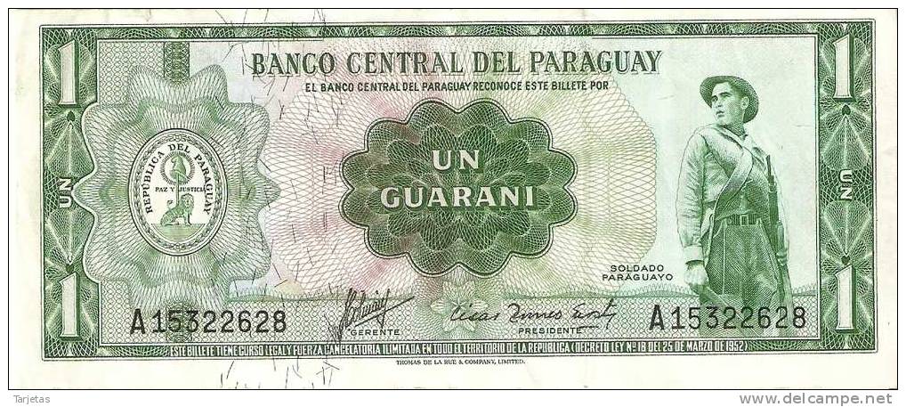 BILLETE DE PARAGUAY DE UN GUARANI    (BANKNOTE) - Paraguay