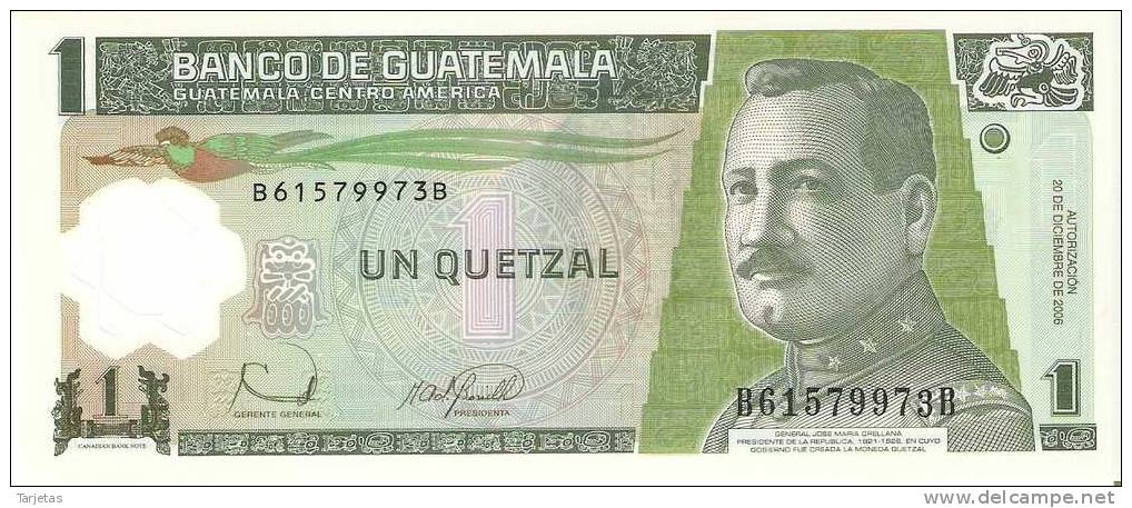 BILLETE DE GUATEMALA DE 1 QUETZAL AÑO 2006   (BANKNOTE) NUEVO-MINT - Guatemala