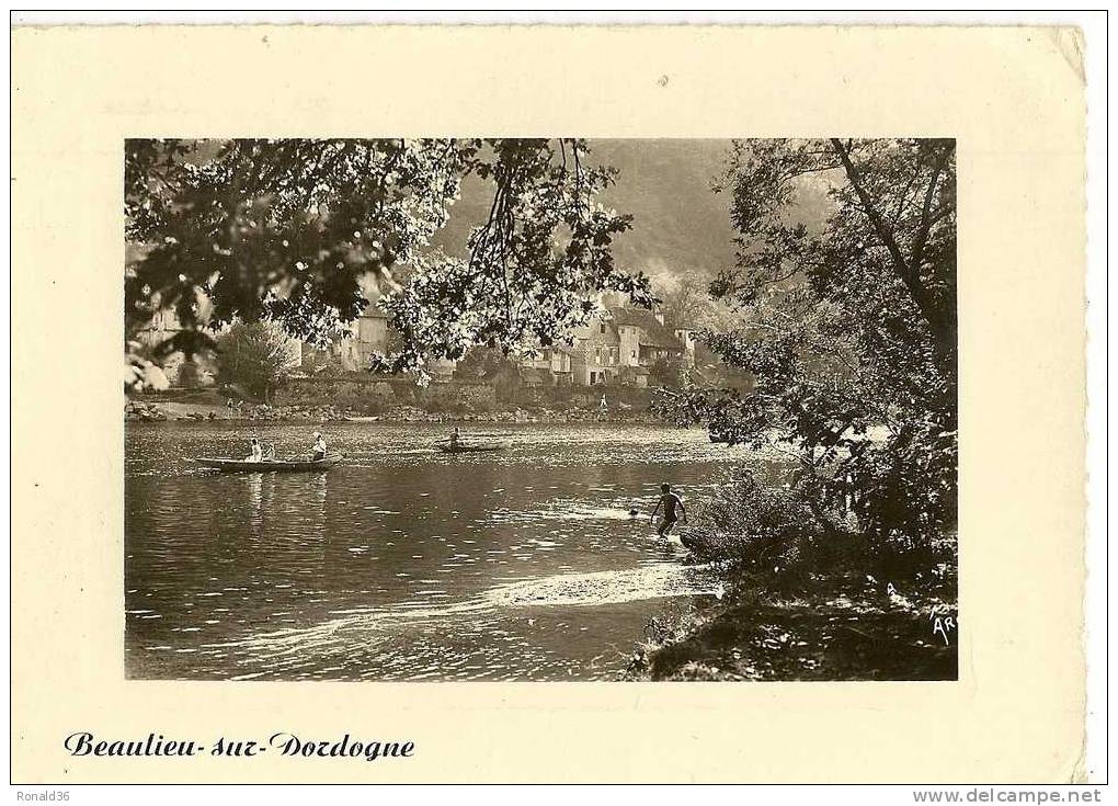 Cp 19 BEAULIEU Sur Dordogne Le Canotage  ( Flamme Postale CITE D´ART Et De Tourisme ) Barque Canot Habitations - Sonstige & Ohne Zuordnung