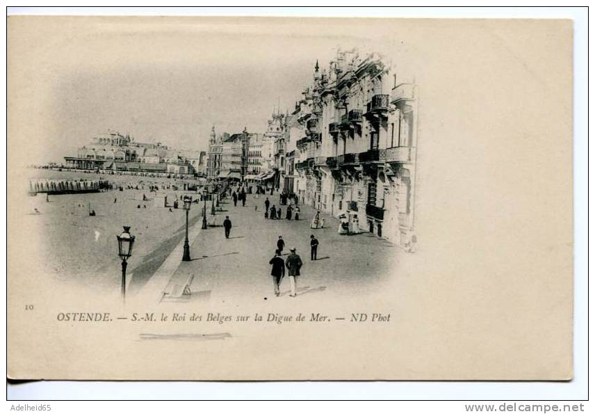 Ca 1898-1900 Oostende Ostende S.M. Le Roi Des Belges Sur La Digue De Mer ND Phot - Oostende