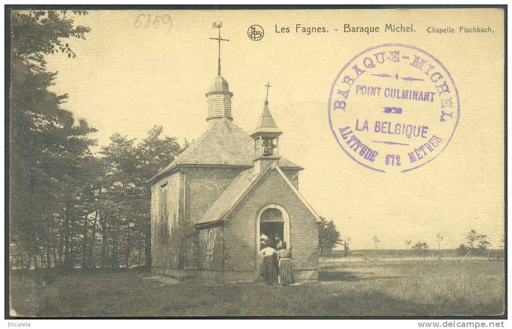 3 Cent. Gris Obl. Sc JALHAY S/C.V Ill; (Les Fagnes Baraque Michel) + Cachet Violet BARAQUE-MICHEL - Point Culminant De B - 1915-1920 Albert I