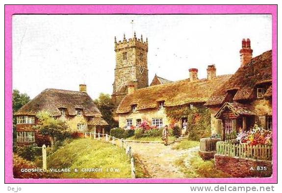 Godshill Village & Church From Original Water Colour By Brian Gerald 1954 - Autres & Non Classés