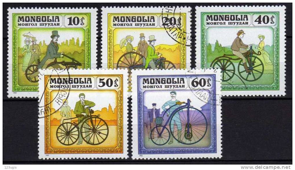 Mongolei, 1982, Mi 1458-1462, Gestempelt, Fahrrades @ - Vélo