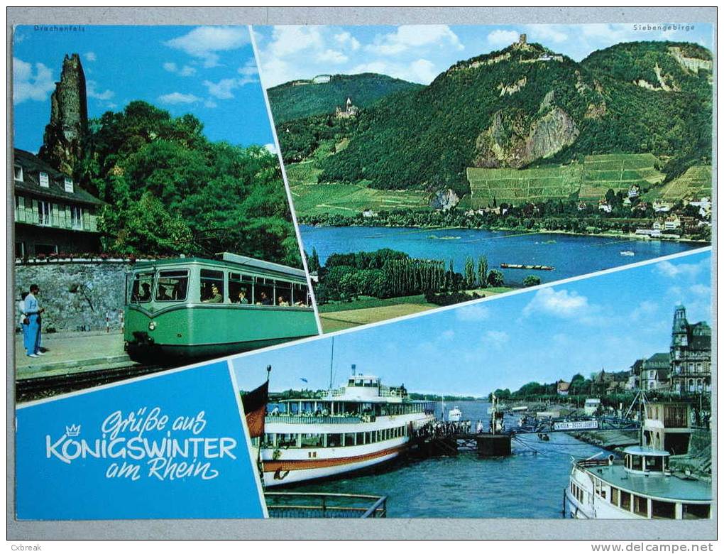 Königswinter Am Rhein, Drachenfelsbahn Mit Drachenfelsruine, Dampferanlegestelle - Koenigswinter