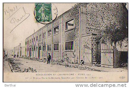 51 AY - Maison Deutz Geldermann, Incendiee Par L Emeute Du 12 Avril 1911 - Ay En Champagne