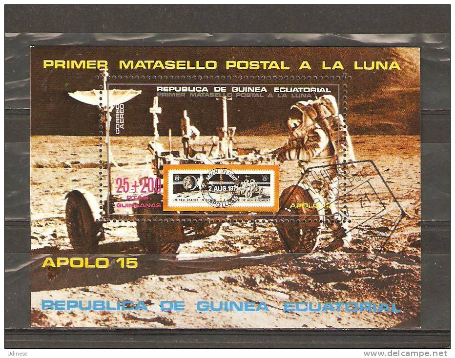 EQUATORIAL GUINEA 1972 - APOLLO 15  -  BLOCK -  USED OBLITERE GESTEMPELT - Afrika