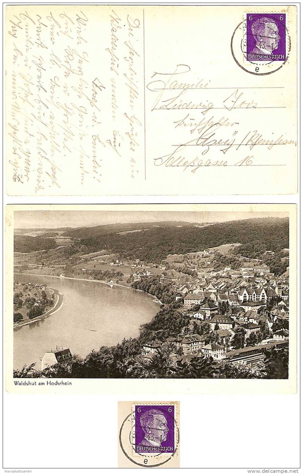 AK Waldshut Am Hochrhein 30.1.43. - 12 WALDSHUT E Nach ....... / Rheinhessen Mit 1 X 6 PF DEUTSCHES REICH "Adolf Hitler" - Waldshut-Tiengen