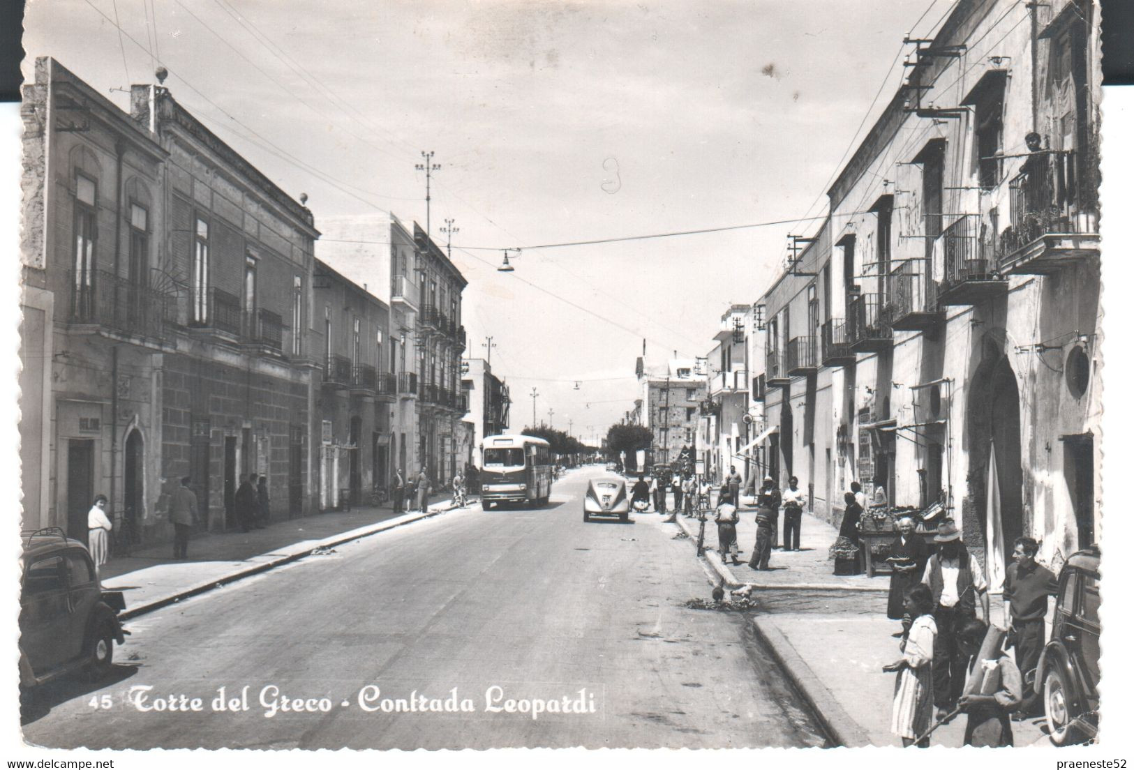 Torre Del Greco.contrada Leopardi.viaggiata1956-animata-autobus- - Torre Del Greco