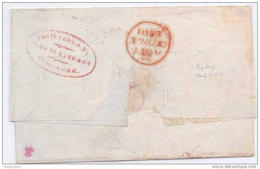 Lettre De Cuba De 1852 , Cachet D´achemineur De New York, Pour  Paris - Maritime Post