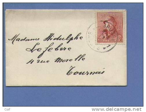 168 Op Naamkaartomslagje (carte De Visite) Met Stempel BRUXELLES - 1919-1920 Roi Casqué