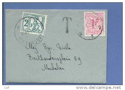 859 Op Naamkaartomslagje "carte Visite" , Getaxeerd (taxe) Met TX 69 Met Stempel MECHELEN - 1951-1975 Heraldieke Leeuw