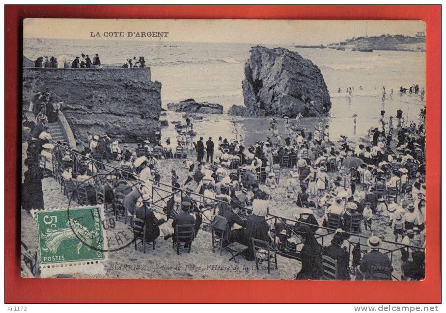 J561 Cote D'argent, Sur La Plage, TRES ANIME.Affranchissement Frontal 1909 Vers Fontenay-le-Comte. - Other & Unclassified