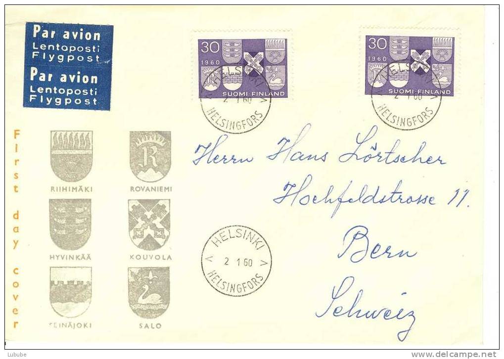 Luftpost FDC  "Städtewappen"  In Die Schweiz       1960 - FDC