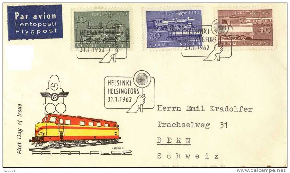 Luftpost FDC  "100 Jahre Staatsbahnen"  In Die Schweiz       1962 - FDC