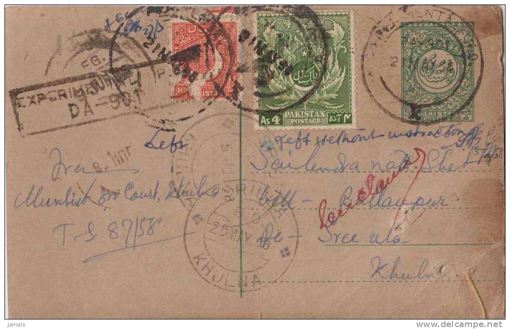 Experimental  P. O, Registered Postal Card, Refused, Postal History, Used Pakistan As Per The Scan - Pakistan