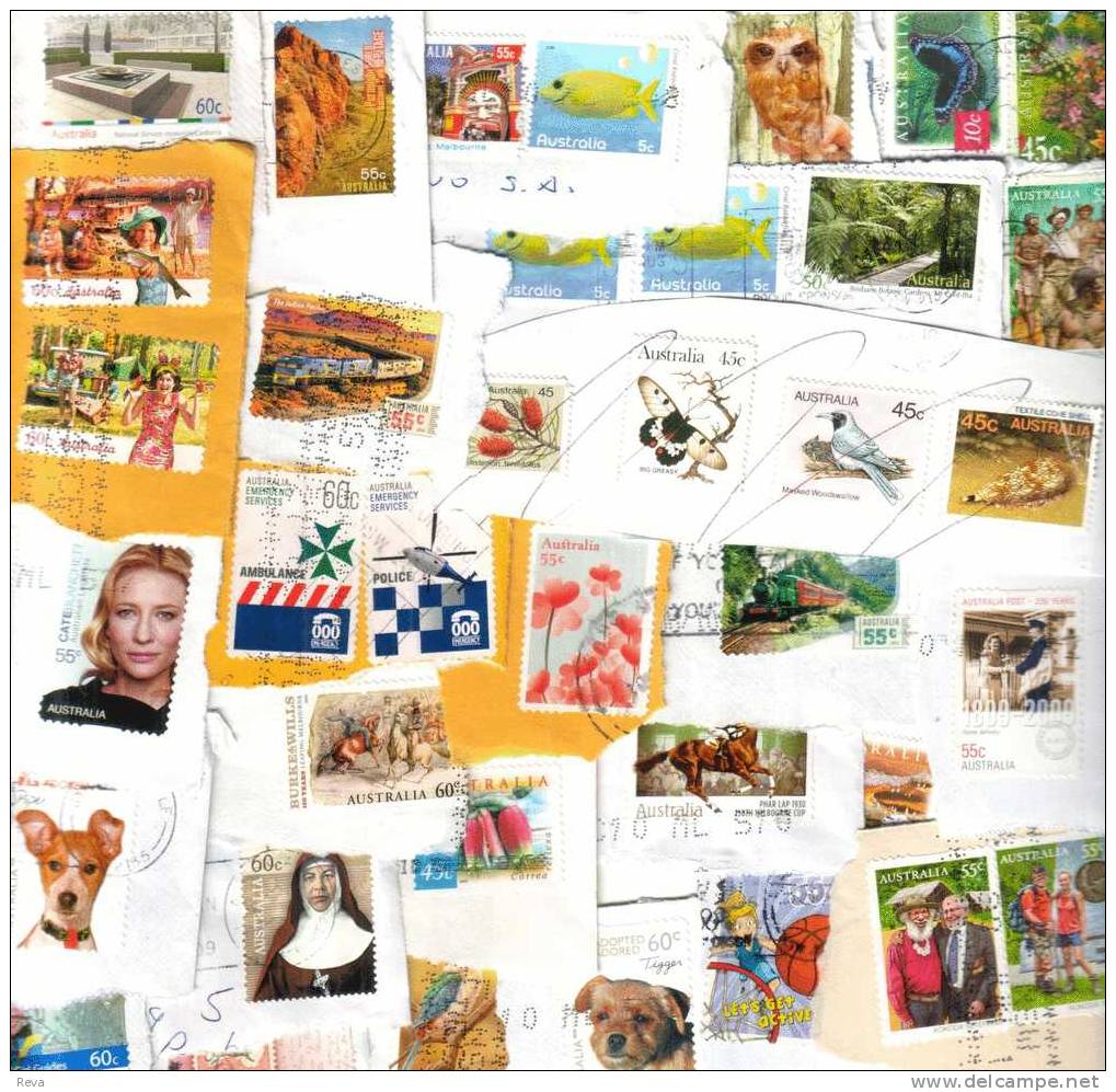 AUSTRALIA LOT35 MIXTURE OF 50+ USED STAMPS SOME NEWEST 2010 ISSUES BIRD BUTTERFLY ETC.READ DESCRIPTION!! - Lots & Kiloware (mixtures) - Max. 999 Stamps