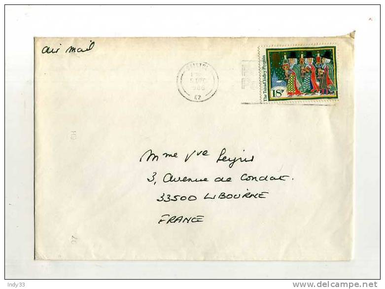 - GRANDE-BRETAGNE  . AFFRANCHISSEMENT SIMPLE SUR 1986 POUR LA FRANCE - Lettres & Documents