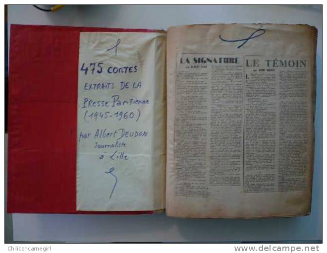 475 Contes Extraits De La Presse Parisienne 1945-1960 Par Albert Deudon Journaliste à Lille - Autres & Non Classés