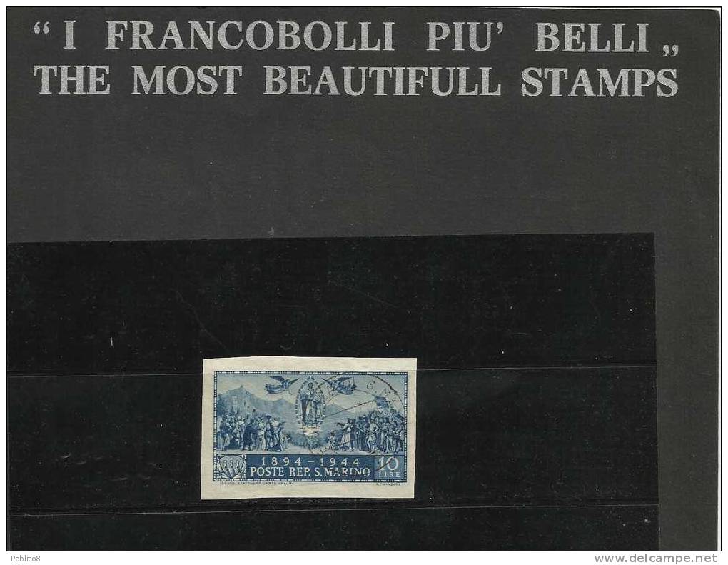 SAN MARINO 1945 PALAZZETTO DEL GOVERNO DA FOGLIETTI NON DENTELLATO L.10 TIMBRATO - Used Stamps