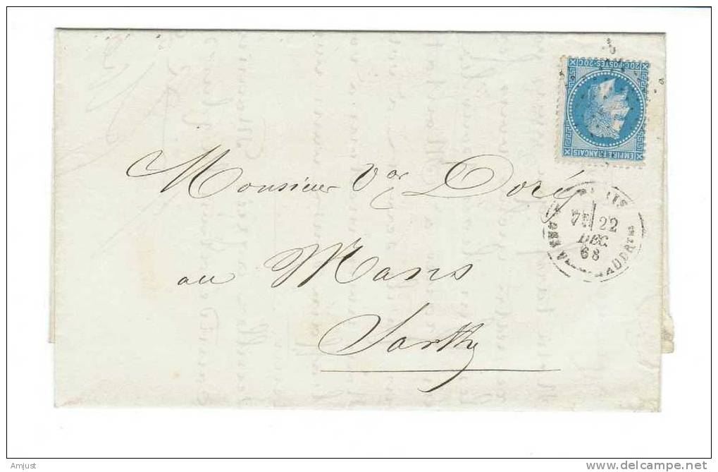 Lettre Pour Le Mans - 1863-1870 Napoléon III. Laure