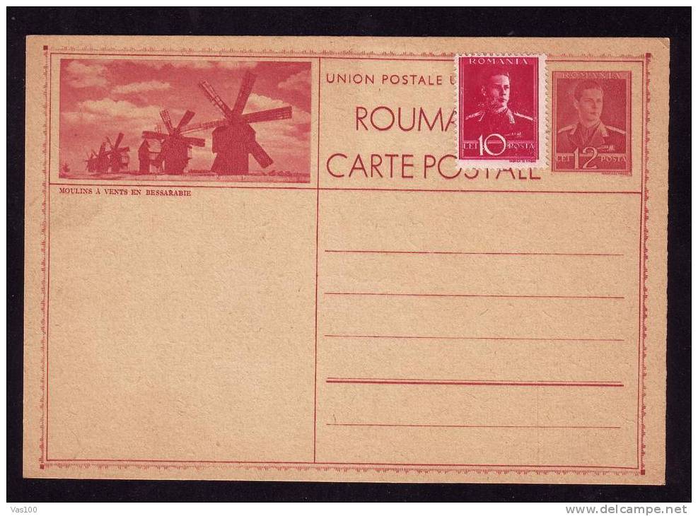 Romania  1946 ! Stationery POSTCARD With Windmills,moulins,rare. - Moulins