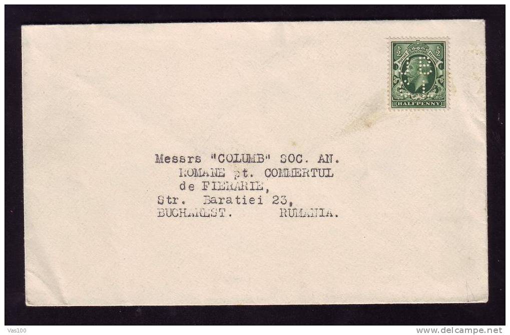 England Perfin "COLUMB" On Cover Sent To Mail 1936. - Perforés