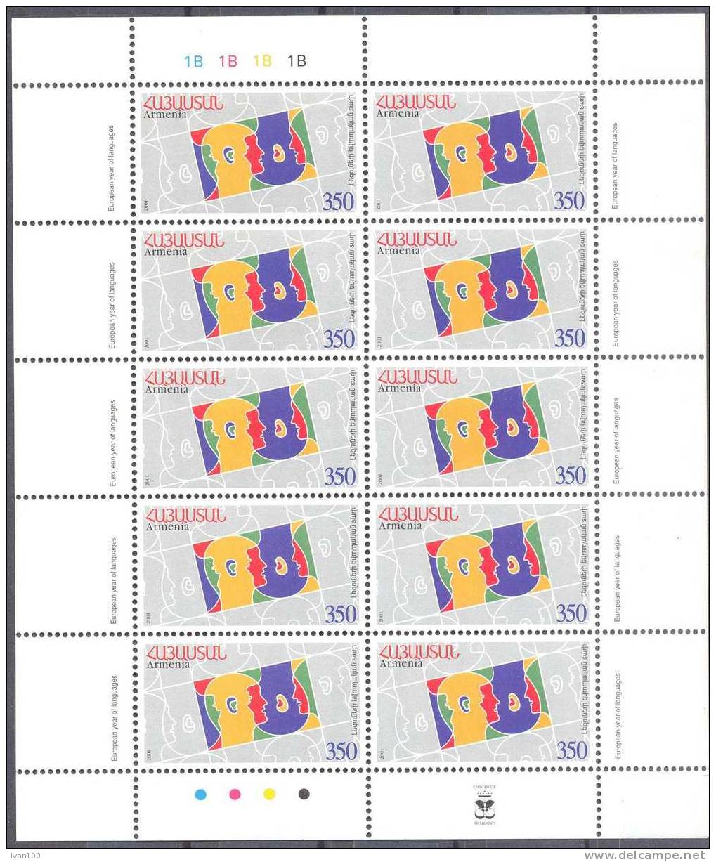 2001. Armenia, European Year Of Languages, Sheetlet Of 10v,   Mint/** - Armenia