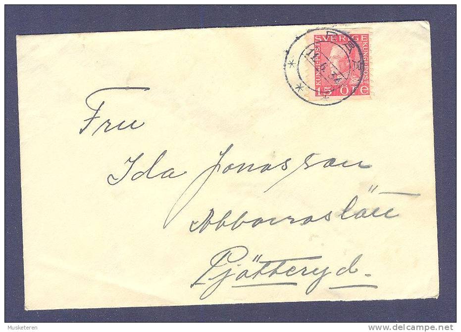 Sweden Deluxe RÅÅ 1934 Cancel Cover To Pjätteryd King Gustaf V. - Covers & Documents