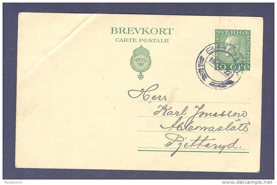 Sweden Postal Stationery Ganzsache Brevkort Deluxe BROBY 1922 To Pjätteryd King Gustaf V. - Entiers Postaux