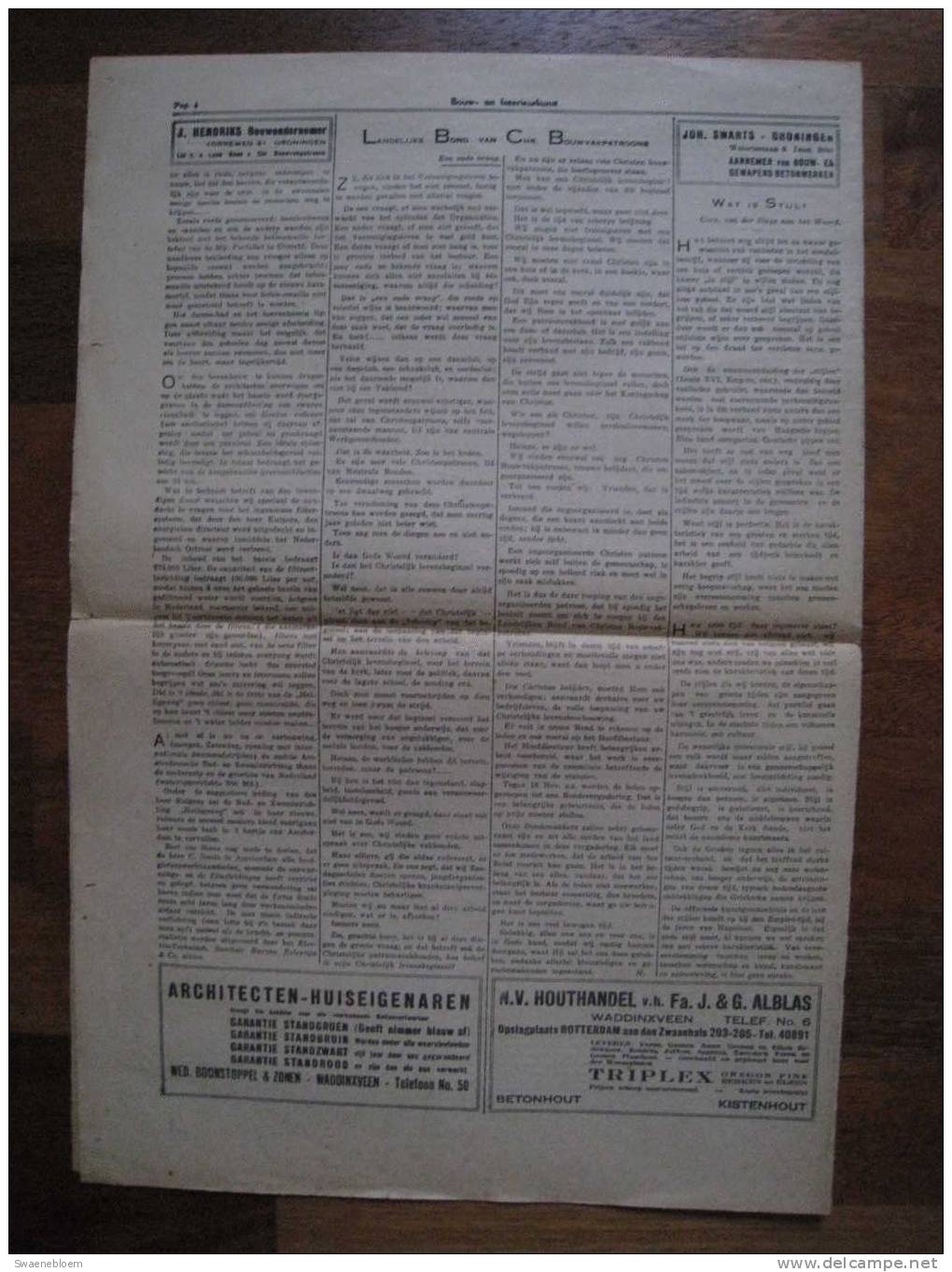 NL.- Krant - Bouw- En Interieurkunst - Uitgave Op Vrijdag 10 November 1933, Berlage. Snellebrand. Eibink. 3 Scans - Zonder Classificatie