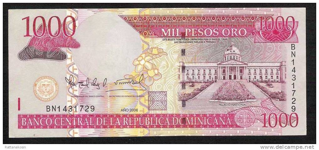 DOMINICAN REPUBLIC P180a  1000 PESOS   2006     AU-UNC. - Dominicaine