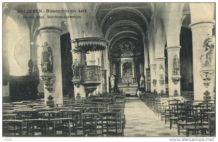 Malderen :  Binnenzicht Der Kerk ( Geschreven 1908 Met Zegel ) - Londerzeel