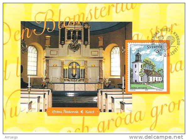 SWEDEN. MAXICARD FIRST DAY OSTRA AMTERVIK CHURCH. 1997 - Cartes-maximum (CM)