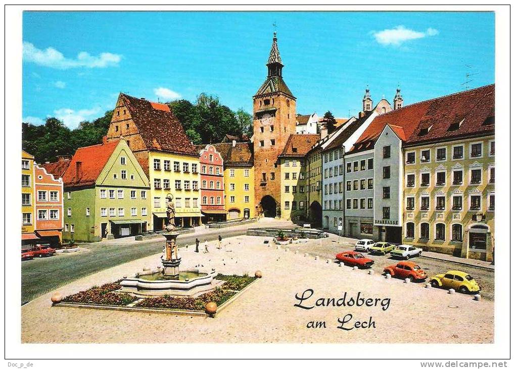 Deutschland - Landsberg - Hauptplatz Mit Marienbrunnen Und Schmalzturm - VW Käfer Coc 1200 1300 - Cars - Autos - Landsberg