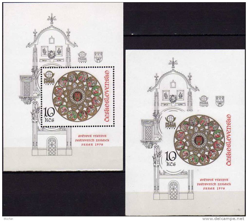 PRAGA 1978 Beide Uhren-Blocks CSSR Block 35 A+B ** 65€ Plus E-Karte, Kalendarium Sheet From Tschechoslowakei - Unused Stamps