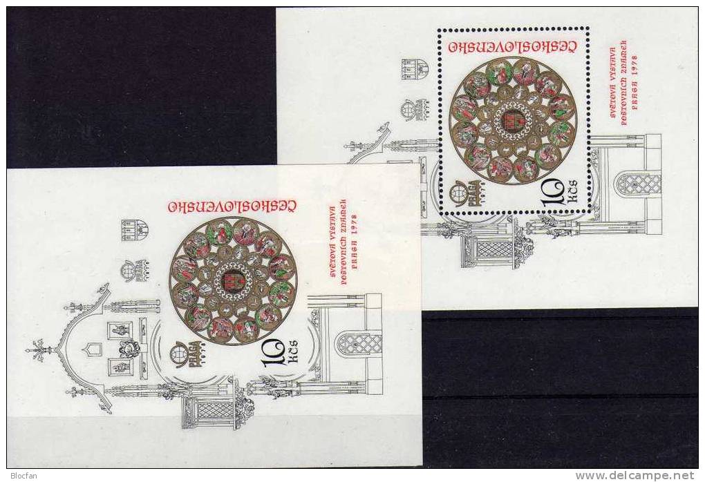 PRAGA 1978 Beide Uhren-Blocks CSSR Block 35 A+B ** 65€ Plus E-Karte, Kalendarium Sheet From Tschechoslowakei - Unused Stamps